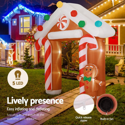 Jingle Jollys Christmas Inflatable Archwary Ginger 2.8M Illuminated Decorations Payday Deals