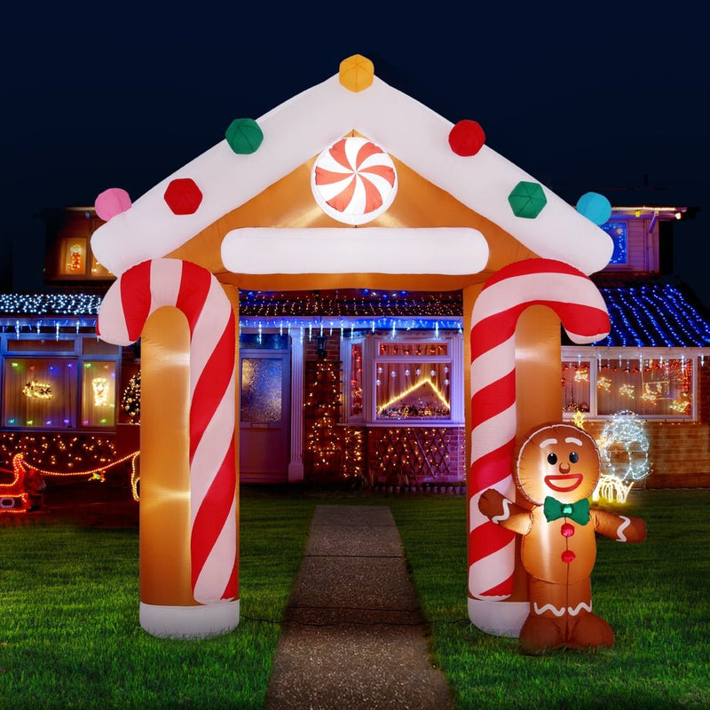 Jingle Jollys Christmas Inflatable Archwary Ginger 2.8M Illuminated Decorations Payday Deals