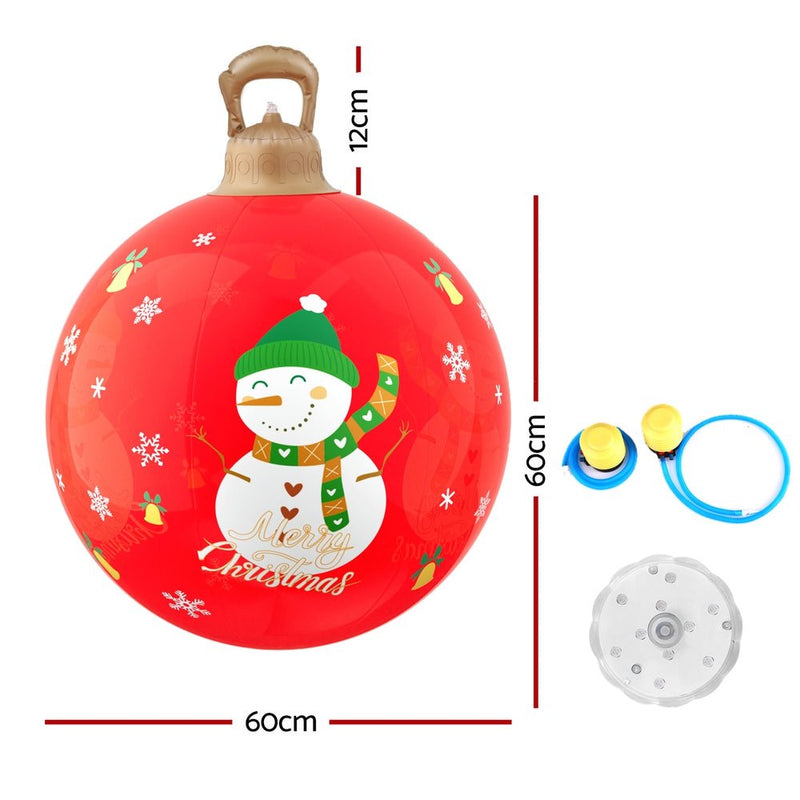 Jingle Jollys Christmas Inflatable Ball 60cm Illuminated Led Snowman Xmas Decor Payday Deals