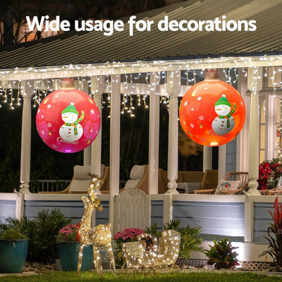 Jingle Jollys Christmas Inflatable Ball 60cm Illuminated Led Snowman Xmas Decor Payday Deals