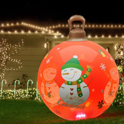 Jingle Jollys Christmas Inflatable Ball 60cm Illuminated Led Snowman Xmas Decor Payday Deals