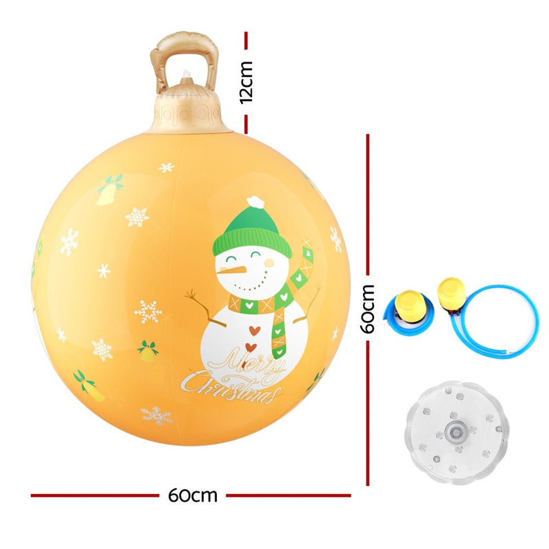 Jingle Jollys Christmas Inflatable Ball 60cm Led Illuminated Snowman Xmas Decor Payday Deals