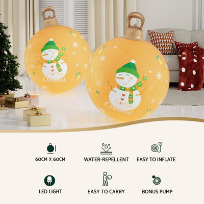 Jingle Jollys Christmas Inflatable Ball 60cm Led Illuminated Snowman Xmas Decor Payday Deals