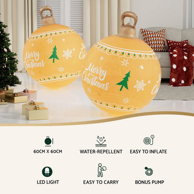 Jingle Jollys Christmas Inflatable Ball 60cm Led Illuminated Xmas Decoration Payday Deals