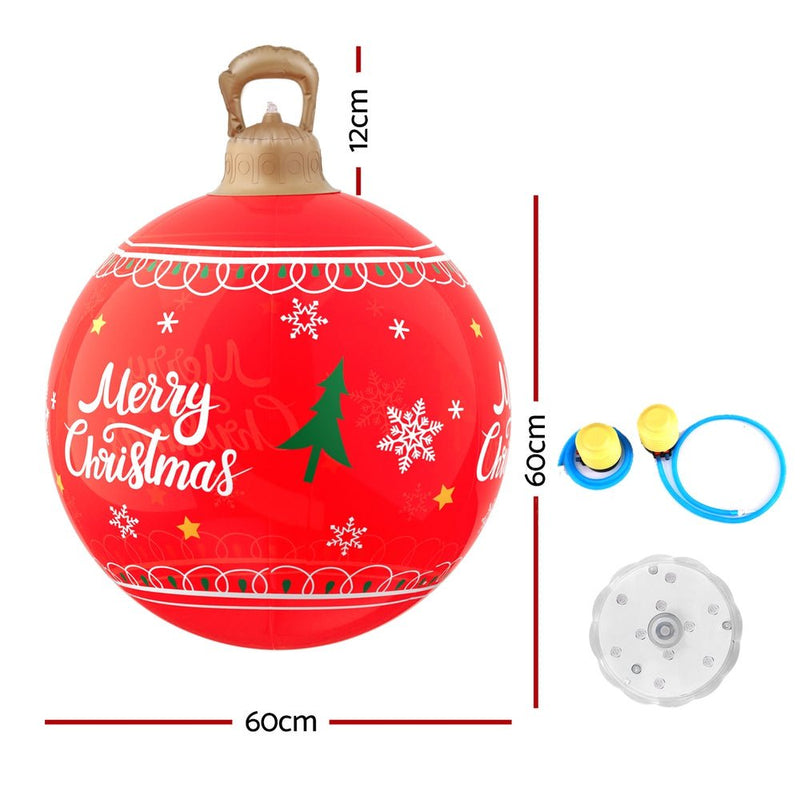 Jingle Jollys Christmas Inflatable Ball 60cm Led Illuminated Xmas Decoration Red Payday Deals