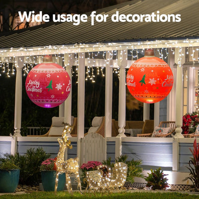 Jingle Jollys Christmas Inflatable Ball 60cm Led Illuminated Xmas Decoration Red Payday Deals