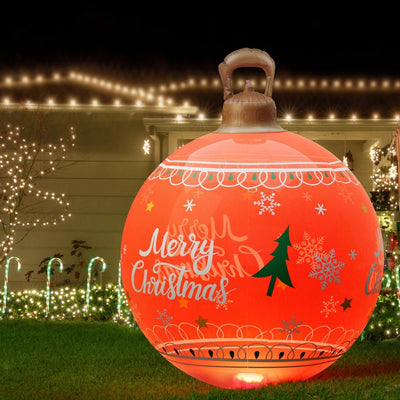 Jingle Jollys Christmas Inflatable Ball 60cm Led Illuminated Xmas Decoration Red Payday Deals