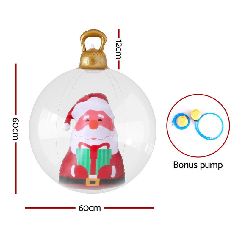 Jingle Jollys Christmas Inflatable Ball 60cm Santa Decoration Giant Bauble Clear Payday Deals