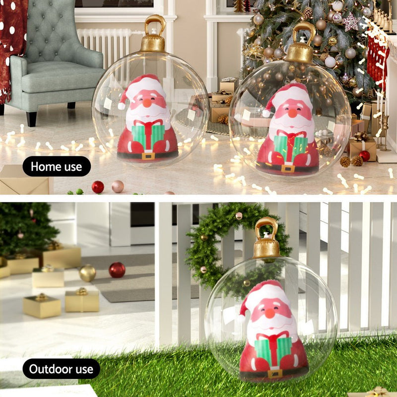 Jingle Jollys Christmas Inflatable Ball 60cm Santa Decoration Giant Bauble Clear Payday Deals