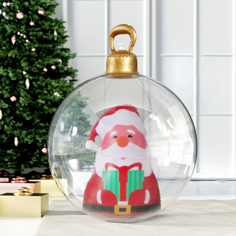 Jingle Jollys Christmas Inflatable Ball 60cm Santa Decoration Giant Bauble Clear Payday Deals