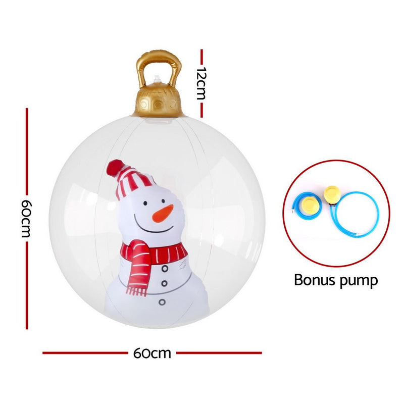 Jingle Jollys Christmas Inflatable Ball 60cm Snowman Decoration Giant Bauble Payday Deals