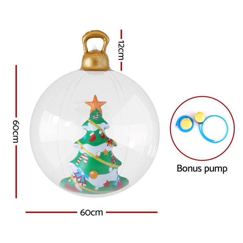 Jingle Jollys Christmas Inflatable Ball 60cm Tree Decoration Giant Bauble Clear Payday Deals