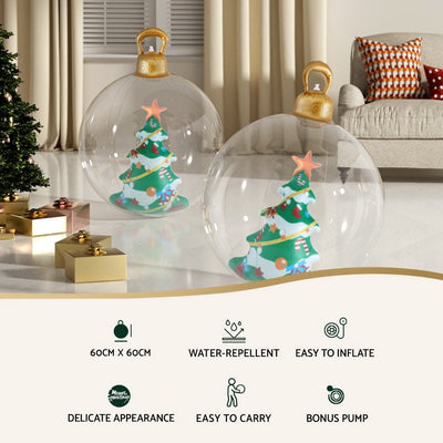 Jingle Jollys Christmas Inflatable Ball 60cm Tree Decoration Giant Bauble Clear Payday Deals