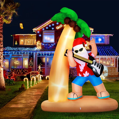 Jingle Jollys Christmas Inflatable Santa Guitar 2.1M Led Illuminated Decorations Payday Deals