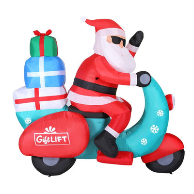 Jingle Jollys Christmas Inflatable Santa Motorbike LED Illuminated Decorations Payday Deals