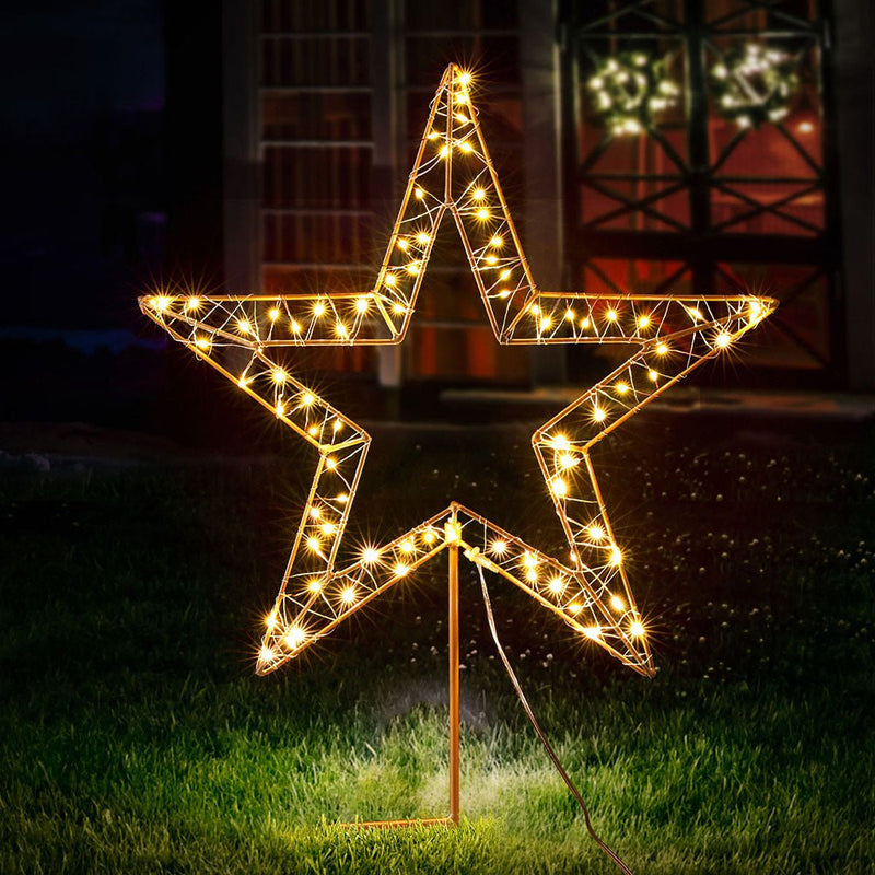 Jingle Jollys Christmas Lights 100 LED Fairy Light Ground Star Garden Decoration Payday Deals