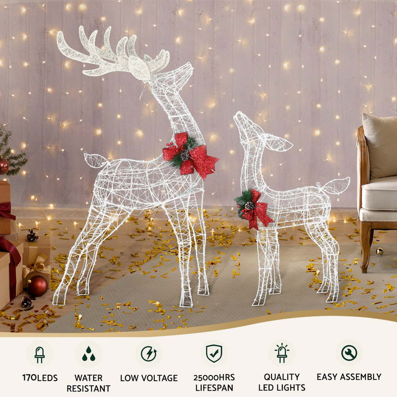 Jingle Jollys Christmas Lights 2pcs Reindeer Set Fairy Light 170 LED Decorations Payday Deals