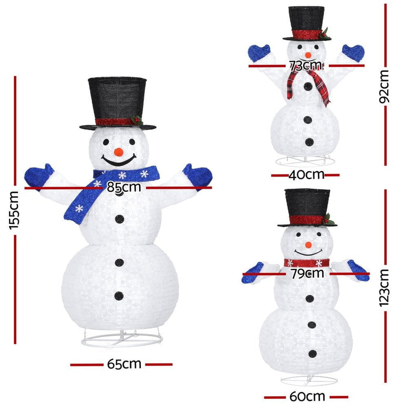 Jingle Jollys Christmas Lights 330 LED Fairy Light 3pcs Snowman Decorations Set Payday Deals