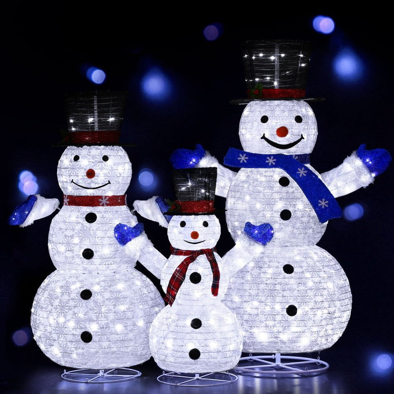 Jingle Jollys Christmas Lights 330 LED Fairy Light 3pcs Snowman Decorations Set Payday Deals