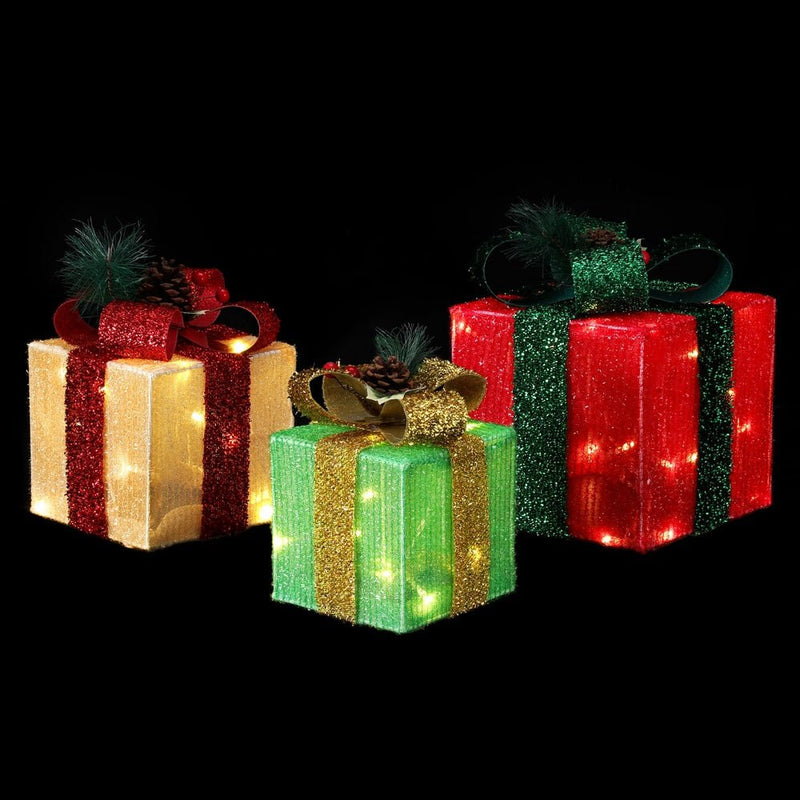 Jingle Jollys Christmas Lights 60 LED Fairy Light Gift Box 3pcs Decorations RGW Payday Deals