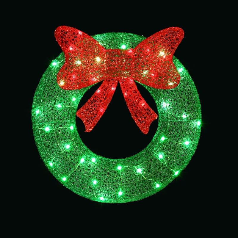 Jingle Jollys Christmas Lights 60cm Motif 50 LED Solar Wreath Xmas Decorations Payday Deals