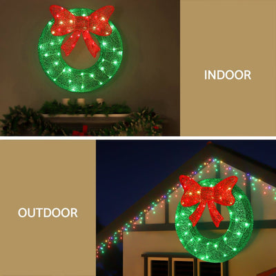 Jingle Jollys Christmas Lights 60cm Motif 50 LED Solar Wreath Xmas Decorations Payday Deals