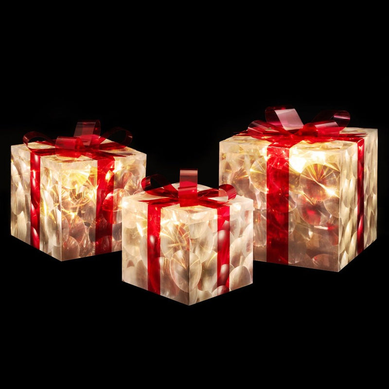 Jingle Jollys Christmas Lights 70 LED Fairy Light Gift Box 3pcs Decorations Red Payday Deals