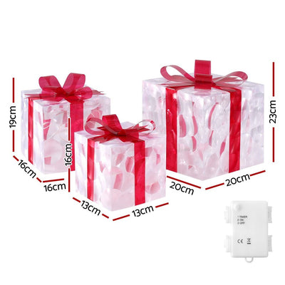 Jingle Jollys Christmas Lights 70 LED Fairy Light Gift Box 3pcs Decorations Red Payday Deals