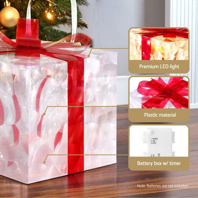 Jingle Jollys Christmas Lights 70 LED Fairy Light Gift Box 3pcs Decorations Red Payday Deals