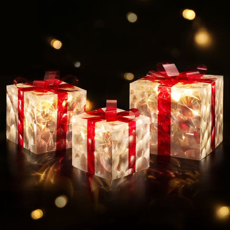 Jingle Jollys Christmas Lights 70 LED Fairy Light Gift Box 3pcs Decorations Red Payday Deals