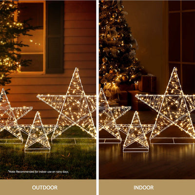 Jingle Jollys Christmas Lights 900 LED Fairy Light 3pcs Star Decorations Set Payday Deals