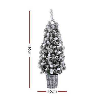 Jingle Jollys Christmas Tree 1.2M Potted Snowy Xmas Tree Payday Deals