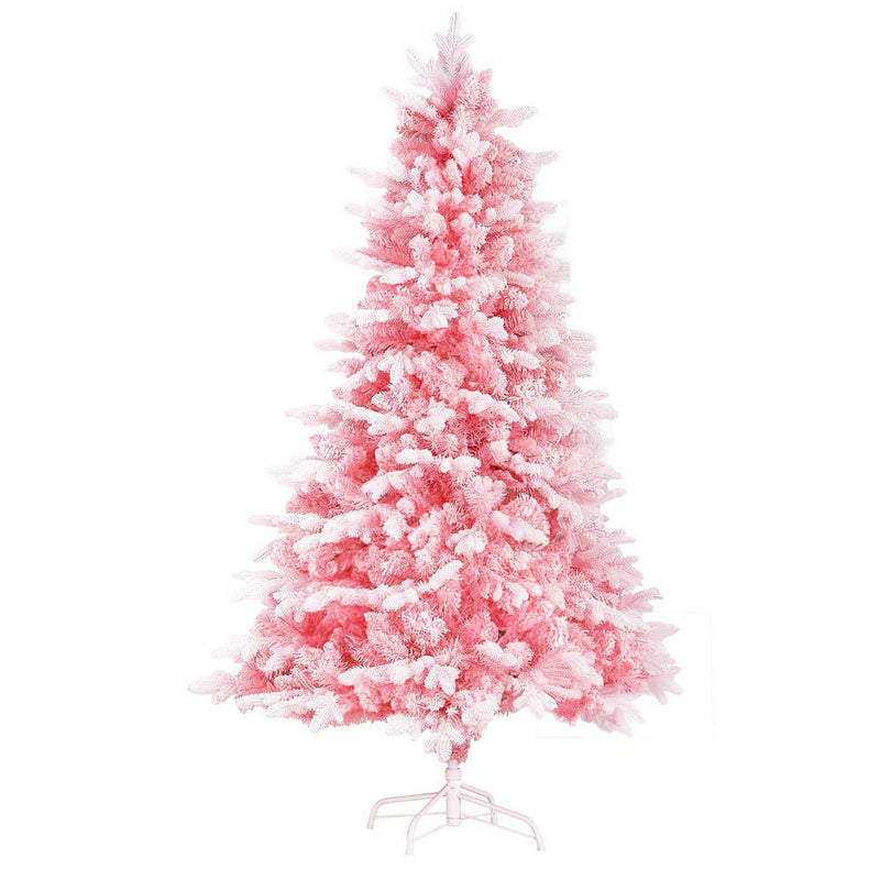 Jingle Jollys Christmas Tree 1.8m Pink Xmas Tree Snowy Party Decor 810 Tips Payday Deals