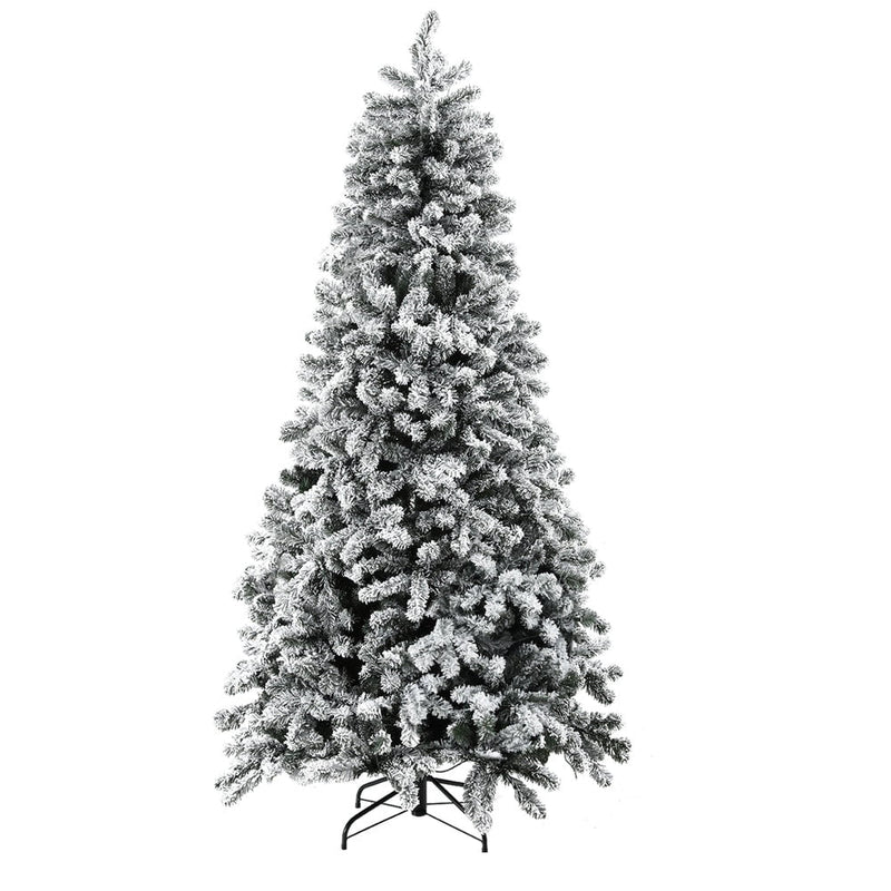 Jingle Jollys Christmas Tree 1.8m Snow Flocked LED Xmas Decoration 8 Light Modes Payday Deals