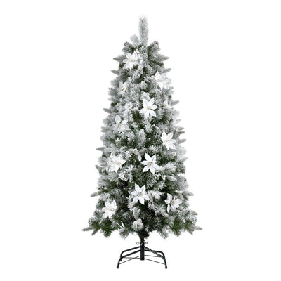 Jingle Jollys Christmas Tree 1.8m Xmas Tree Snow Flocked Flowers Decor 564 Tips Payday Deals