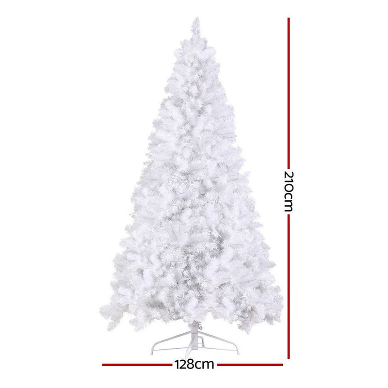 Jingle Jollys Christmas Tree 2.1m 500 LED Xmas Tree Decorations White 1260 Tips Payday Deals