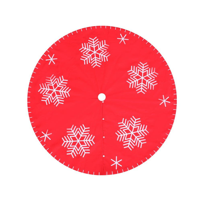 Jingle Jollys Christmas Tree Skirt 120cm Snowflake Ornaments Party Decorations Payday Deals