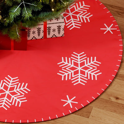 Jingle Jollys Christmas Tree Skirt 120cm Snowflake Ornaments Party Decorations Payday Deals