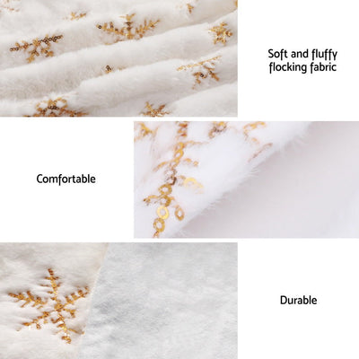 Jingle Jollys Christmas Tree Skirt 120cm Snowflake Ornaments Xmas Decorations Payday Deals