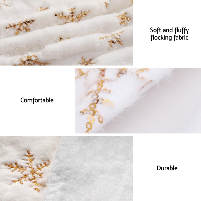 Jingle Jollys Christmas Tree Skirt 120cm Snowflake Ornaments Xmas Decorations Payday Deals