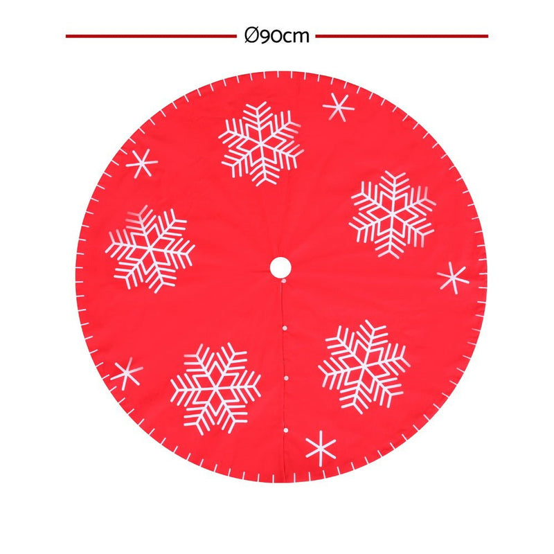 Jingle Jollys Christmas Tree Skirt 90cm Snowflake Ornaments Party Decorations Payday Deals