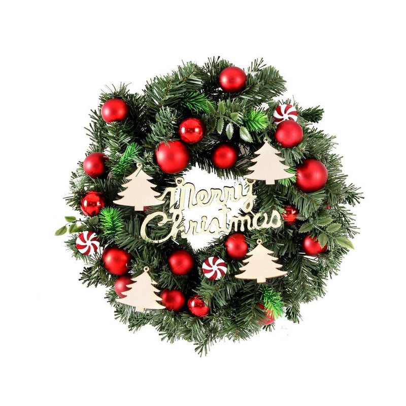 Jingle Jollys Christmas Wreath 40CM Xmas Garland Baubles Ornaments Party Decor Payday Deals