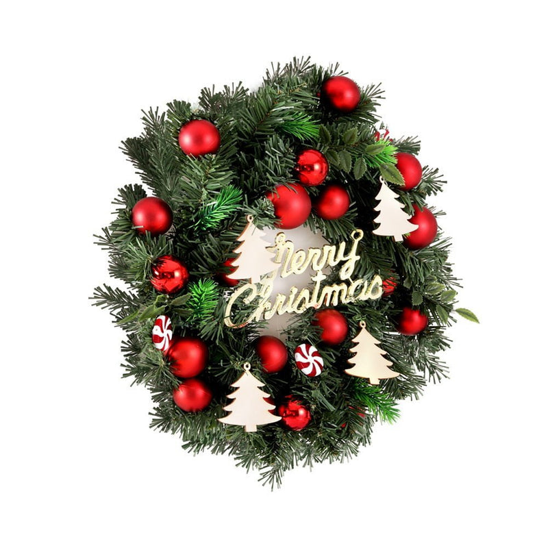 Jingle Jollys Christmas Wreath 40CM Xmas Garland Baubles Ornaments Party Decor Payday Deals