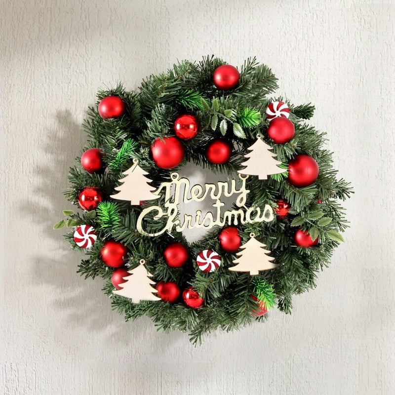 Jingle Jollys Christmas Wreath 40CM Xmas Garland Baubles Ornaments Party Decor Payday Deals