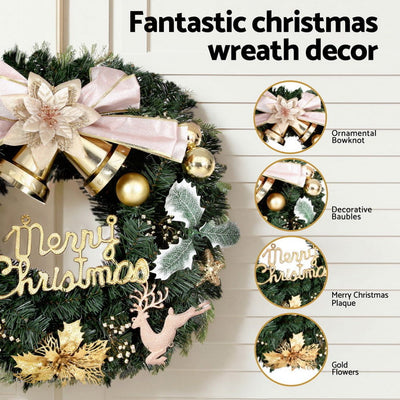 Jingle Jollys Christmas Wreath 60CM Garland Flowers Baubles Party Decorations Payday Deals