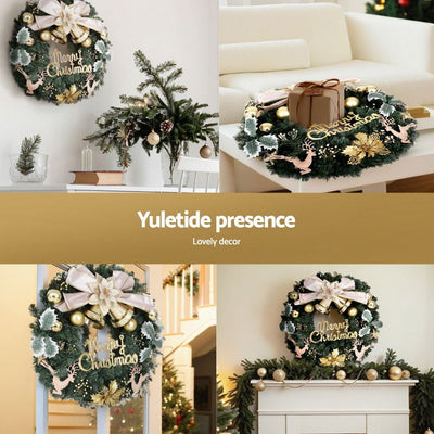 Jingle Jollys Christmas Wreath 60CM Garland Flowers Baubles Party Decorations Payday Deals