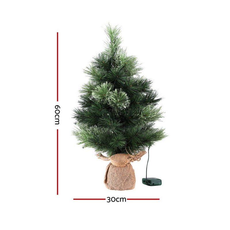 Jingle Jollys Tabletop Christmas Tree 60CM 8 Light Modes Timer Function Payday Deals