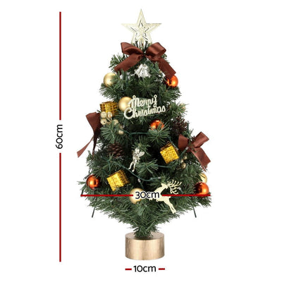 Jingle Jollys Tabletop Christmas Tree 60CM LED Xmas Tree Tree Topper Ornaments Payday Deals