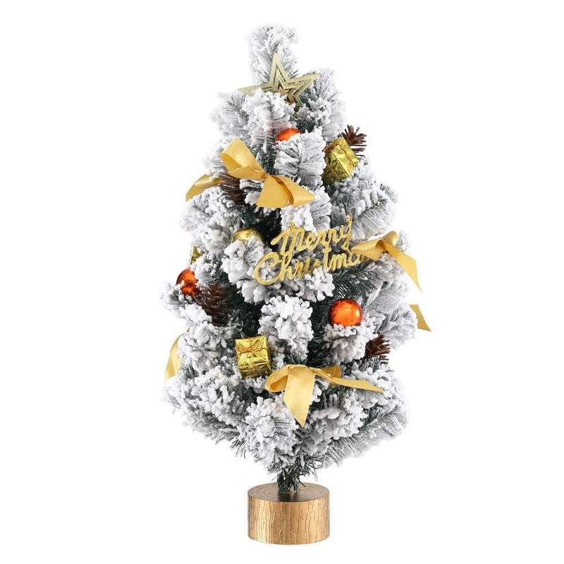 Jingle Jollys Tabletop Christmas Tree 60CM Snowy Xmas Tree Tree Topper Ornaments Payday Deals