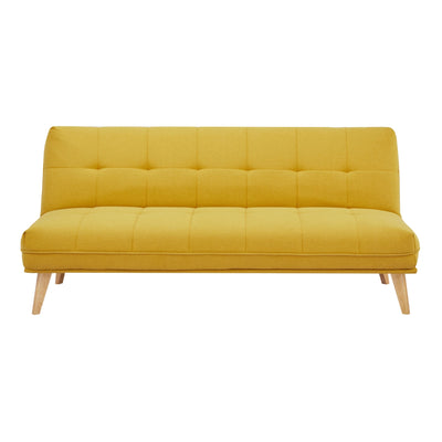 Jovie 3 Seater Sofa Queen Bed Fabric Uplholstered Lounge Couch - Yellow Payday Deals